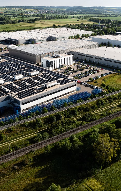 Luftaufnahme des Werksgeländes.